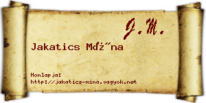 Jakatics Mína névjegykártya